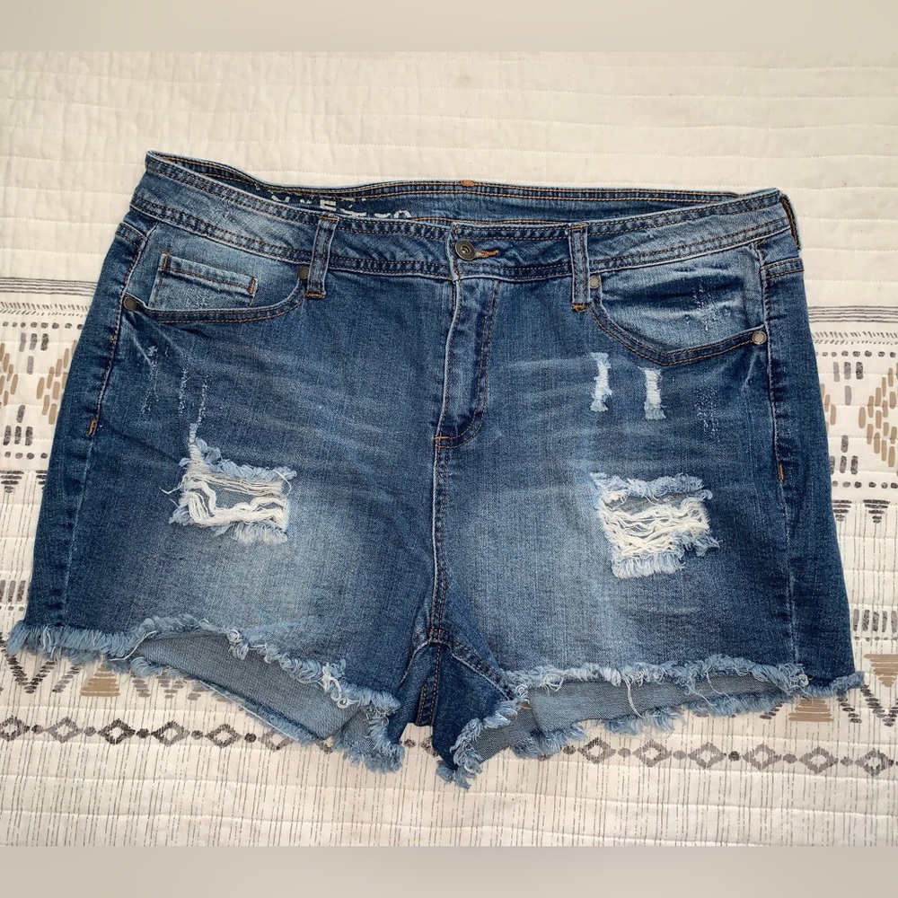 Distressed Denim Women Shorts - Size 20